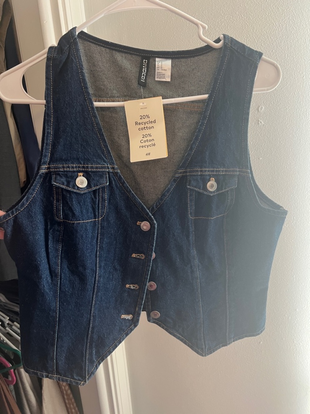 H&M Dark Blue Denim Button-Front Vest